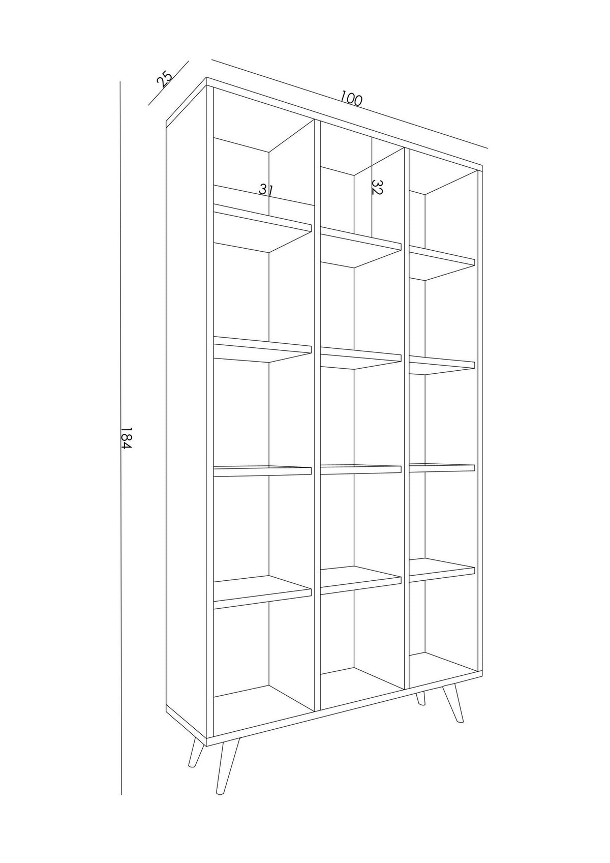 Βιβλιοθήκη 100 × 25 × 184 εκ. Δρυς GR811MDD3611