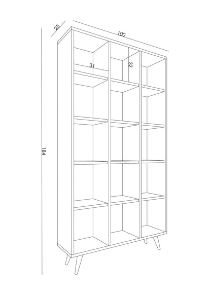 Βιβλιοθήκη 100 × 25 × 184 εκ. Δρυς GR811MDD3611