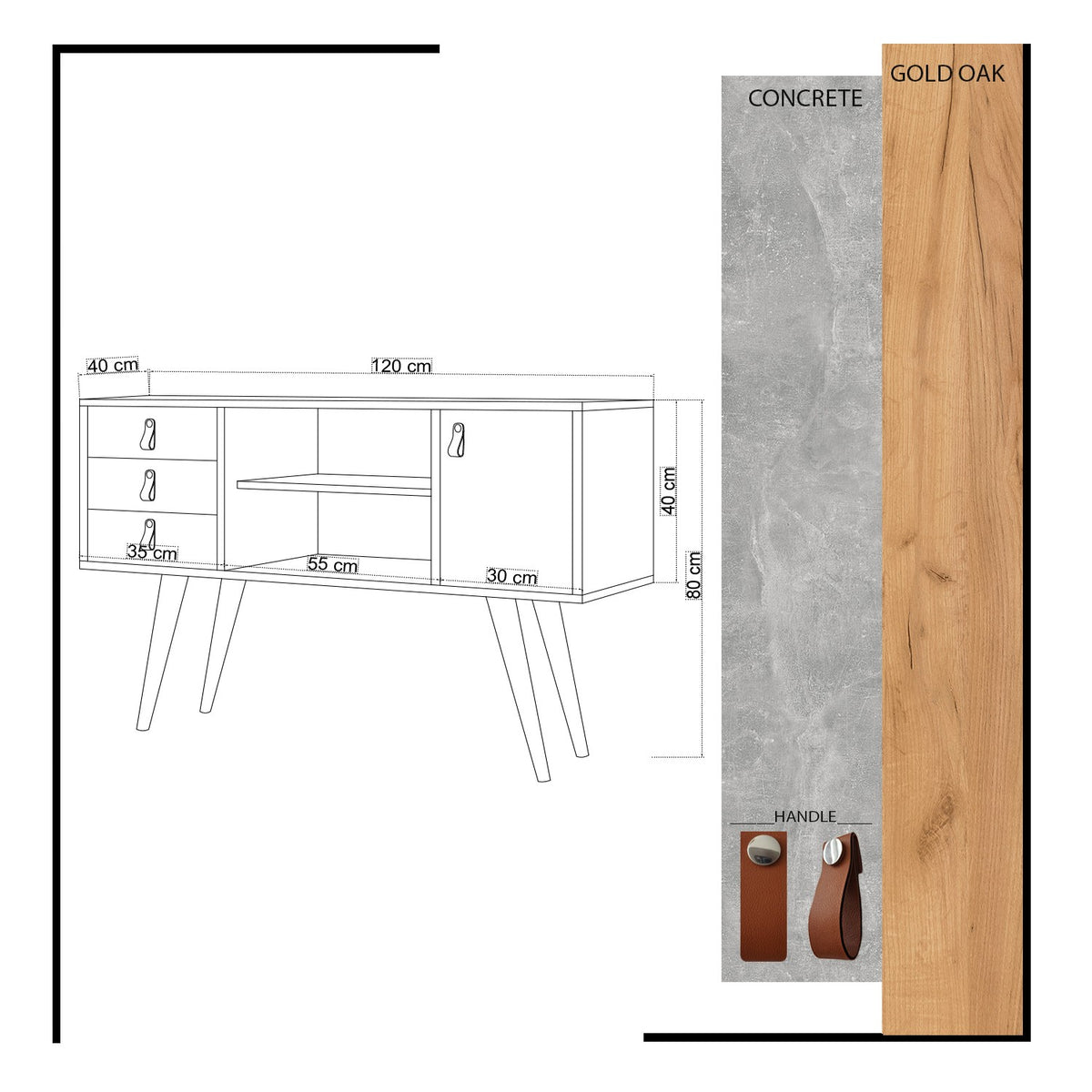Μπουφές Δρυς
Λευκό 120x40x80cm | 811MDD3911