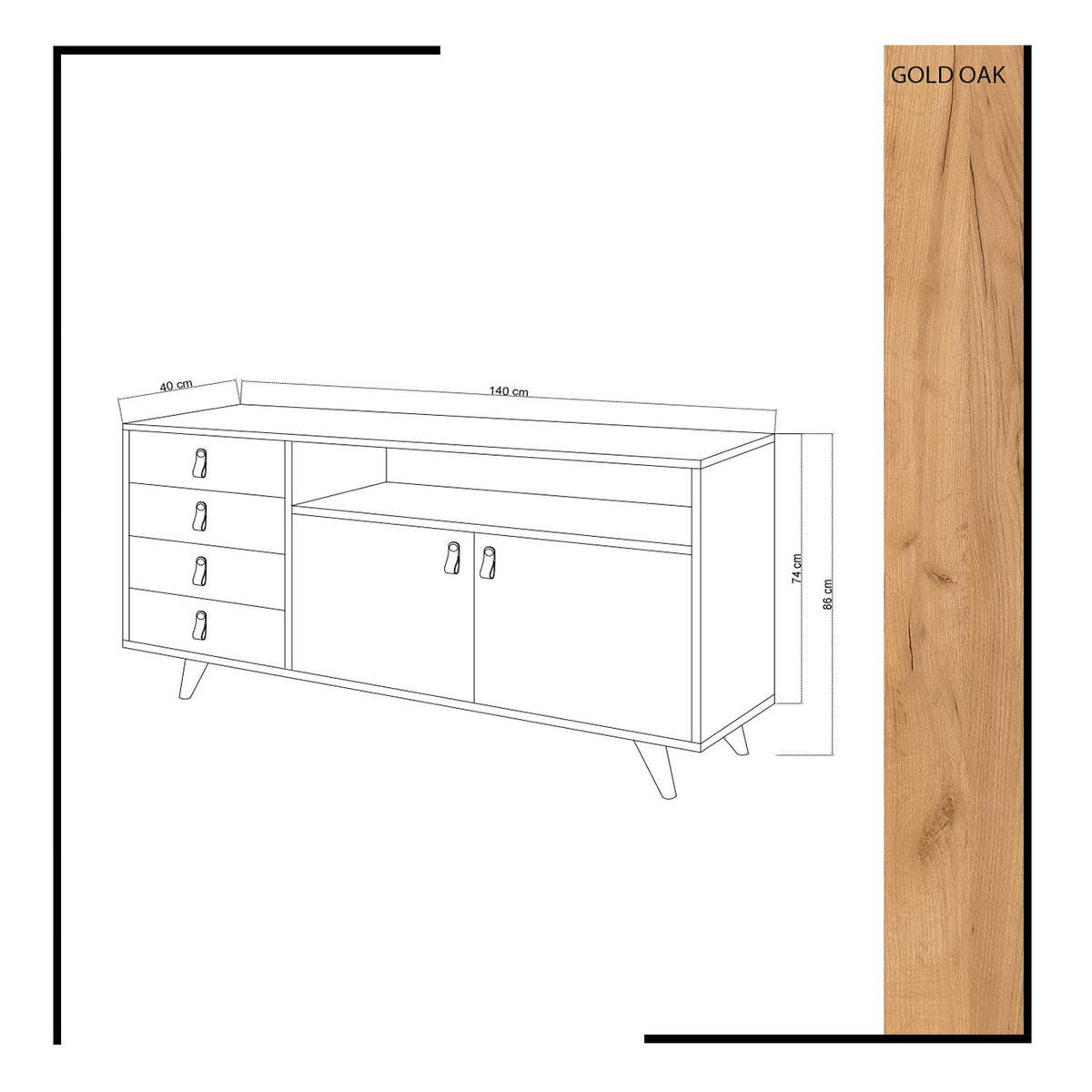 Μπουφές Δρυς
Λευκό 140x40x86cm | 811MDD3914
