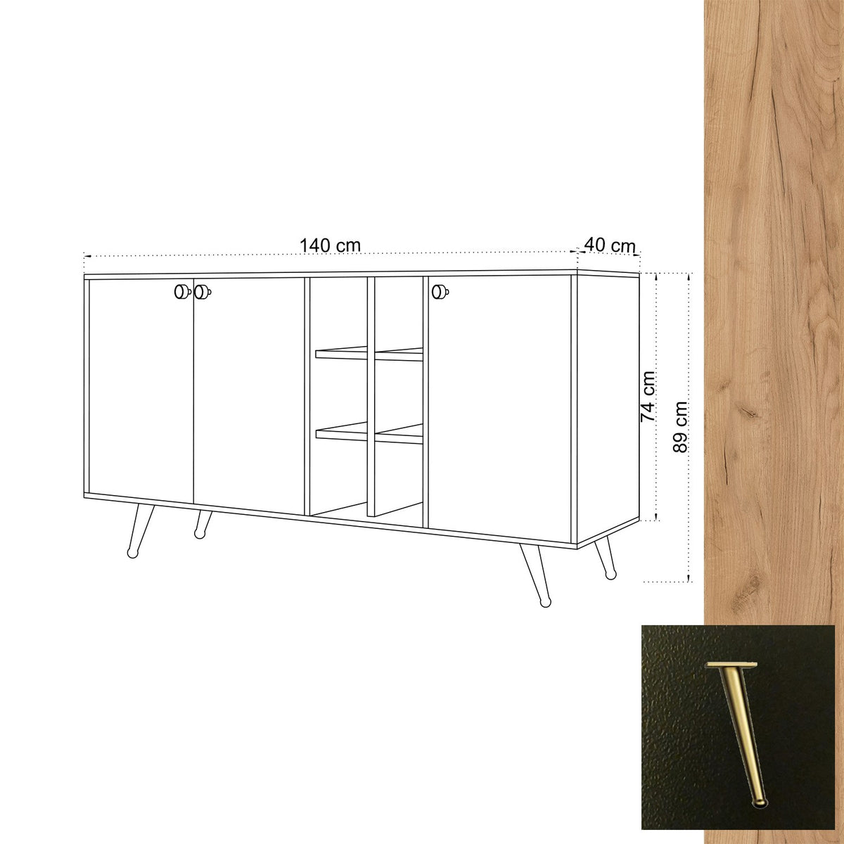 Μπουφές Δρυς
Μαύρο 140x89x40cm | 811MDD4117
