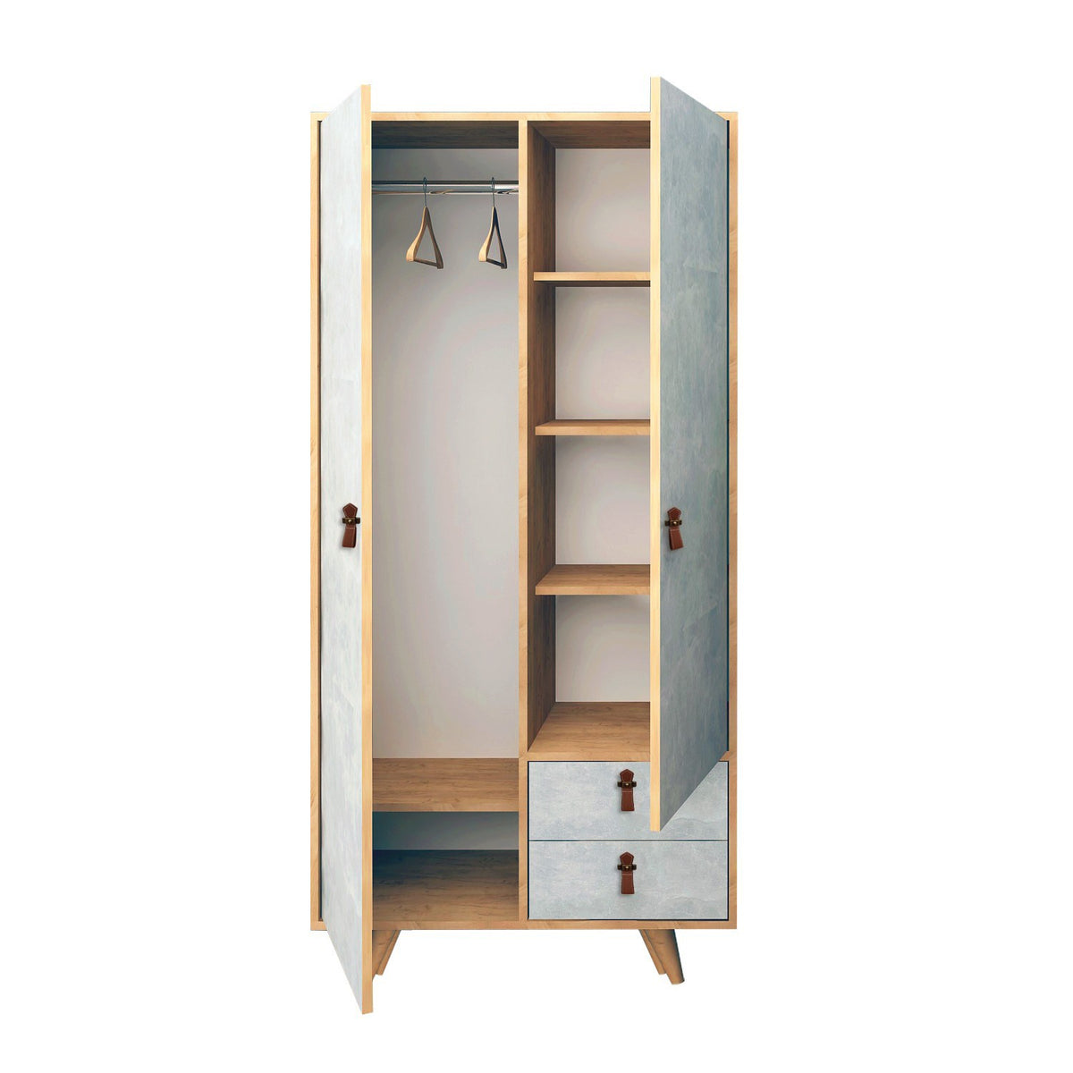 Ντουλάπα 100x190x52 εκ Oak Grey 811MDD4902