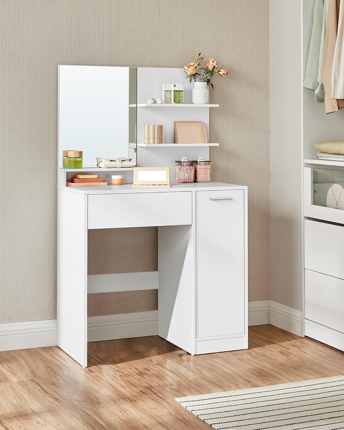 Dressing Table Makeup Dressing Table Bedroom Toilet Mirror Cabinet White B34-RDT119W01