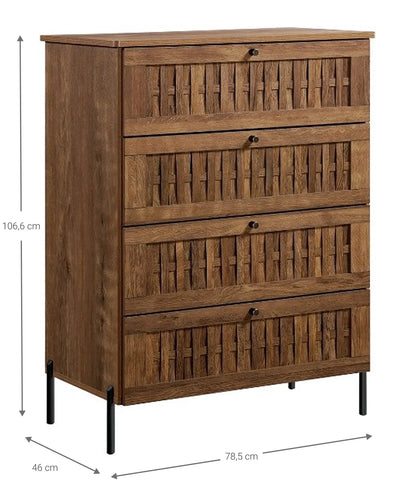 Ψηλή Συρταριέρα με 4 Συρτάρια Ρουστίκ 106,5x46x78,5 εκ POS-162911369