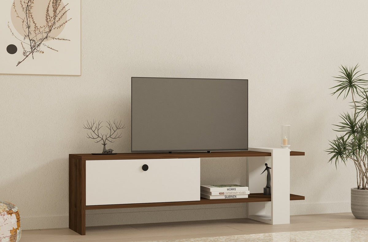 Έπιπλο Τηλεόρασης TV Βάση Σύνθεση Καρυδί Λευκό | 835PUQ3025