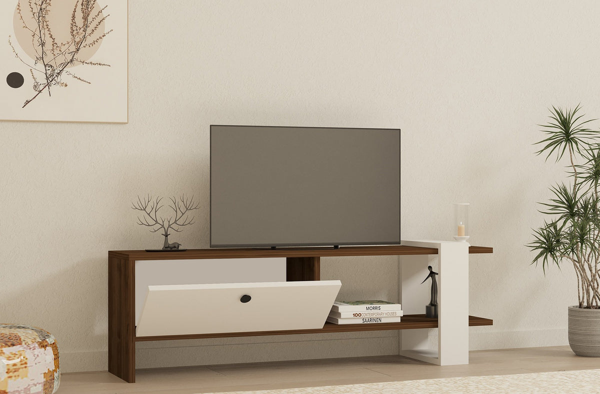Έπιπλο Τηλεόρασης TV Βάση Σύνθεση Καρυδί Λευκό | 835PUQ3025