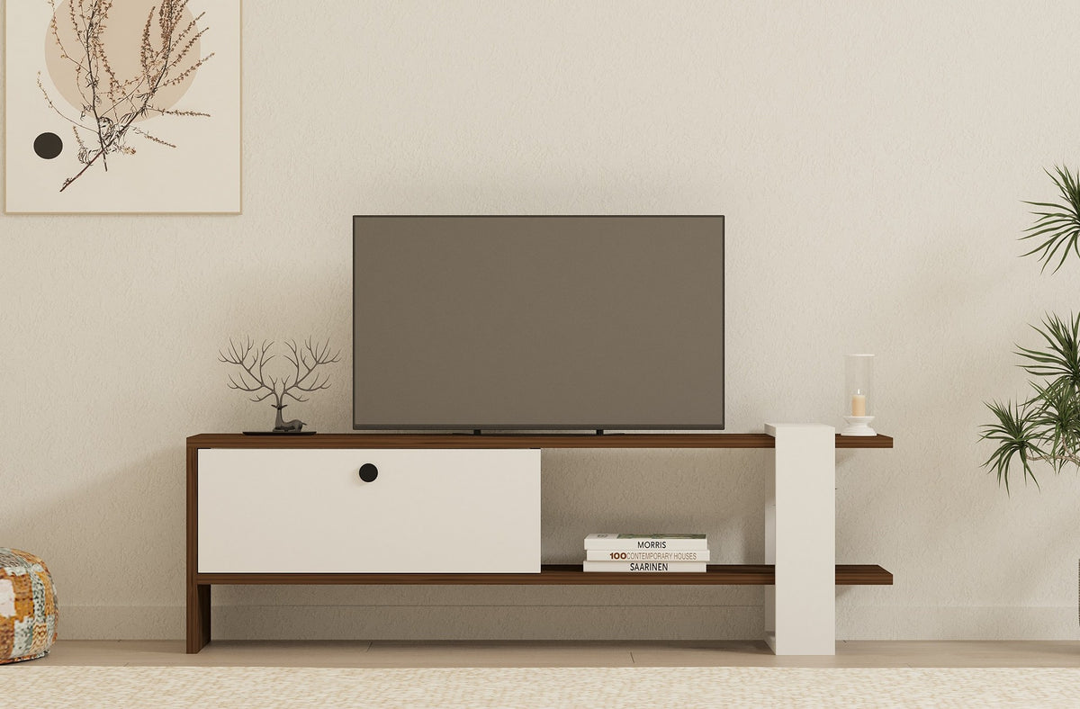 Έπιπλο Τηλεόρασης TV Βάση Σύνθεση Καρυδί Λευκό | 835PUQ3025