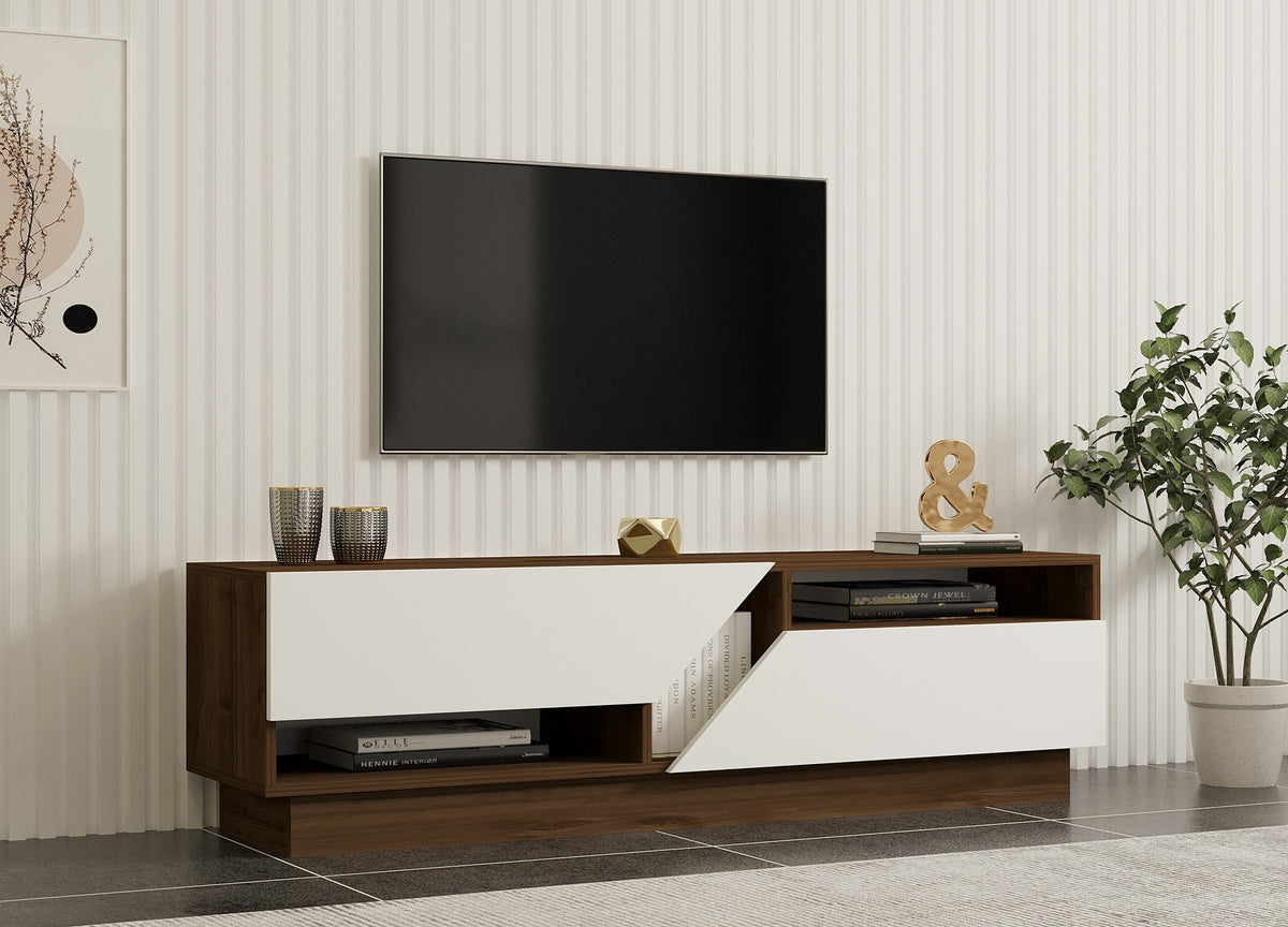 Έπιπλο Τηλεόρασης TV Βάση Σύνθεση Καρυδί Λευκό | 835PUQ3058