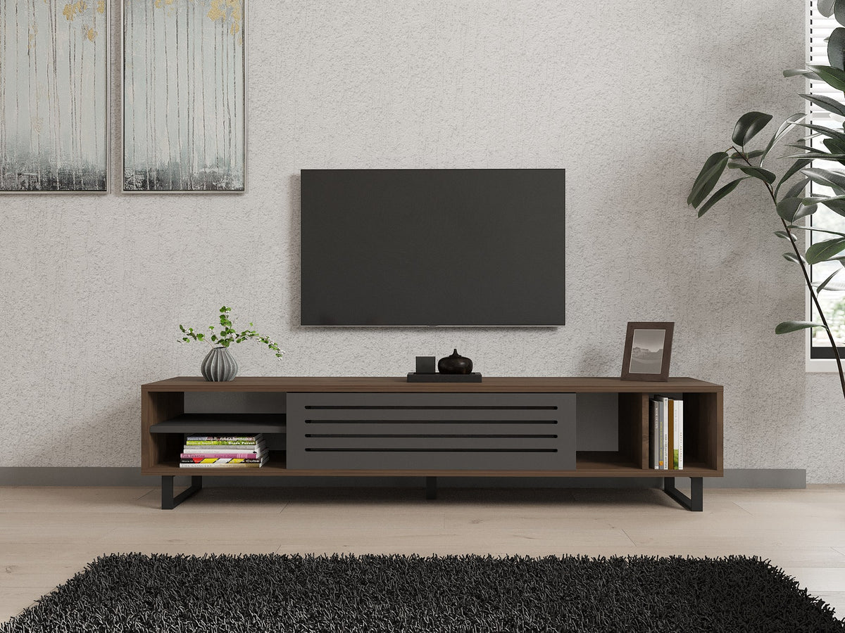 Έπιπλο Τηλεόρασης TV Βάση Σύνθεση Καρυδί Ανθρακί | 835PUQ3076