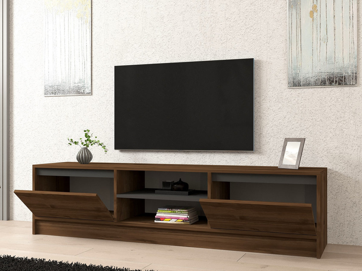 Έπιπλο Τηλεόρασης TV Βάση Σύνθεση Καρυδί Ανθρακί | 835PUQ6235
