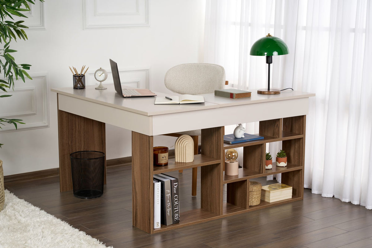 Γραφείο Υπολογιστή και Μελέτης 130x72x120 εκ. Cashmere Καρυδί | 838NRD1111