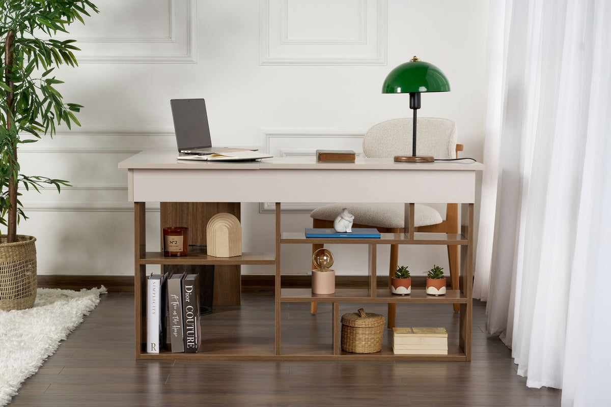 Γραφείο Υπολογιστή και Μελέτης 130x72x120 εκ. Cashmere Καρυδί | 838NRD1111