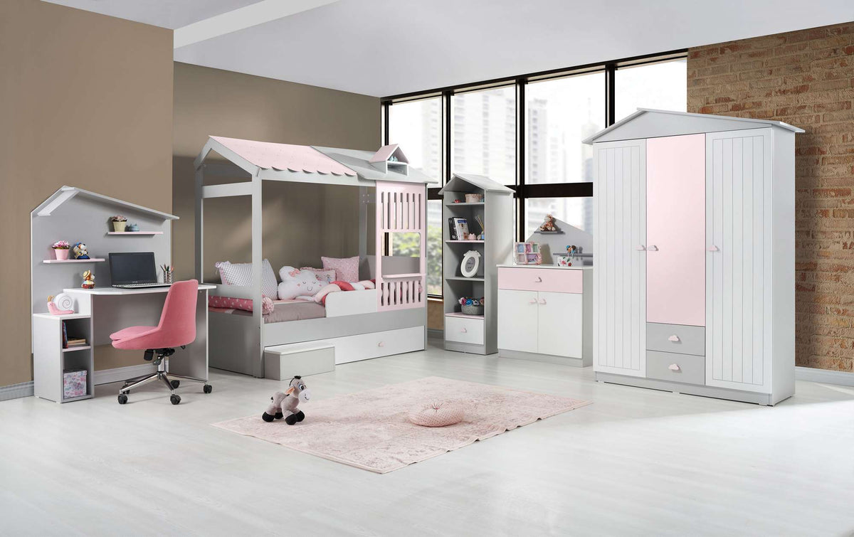 Ντουλάπα 130x204x57 εκ Pink Grey 842PRB1108