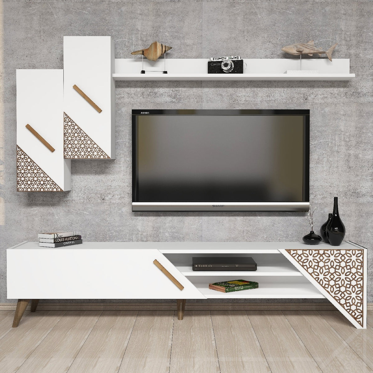 Έπιπλο Τηλεόρασης TV Βάση Σύνθεση Λευκό | 845HCT3001