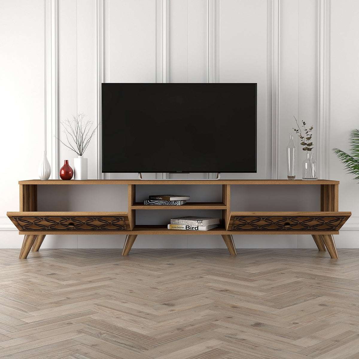 Έπιπλο Τηλεόρασης TV Βάση Σύνθεση Καρυδί | 845HCT3006