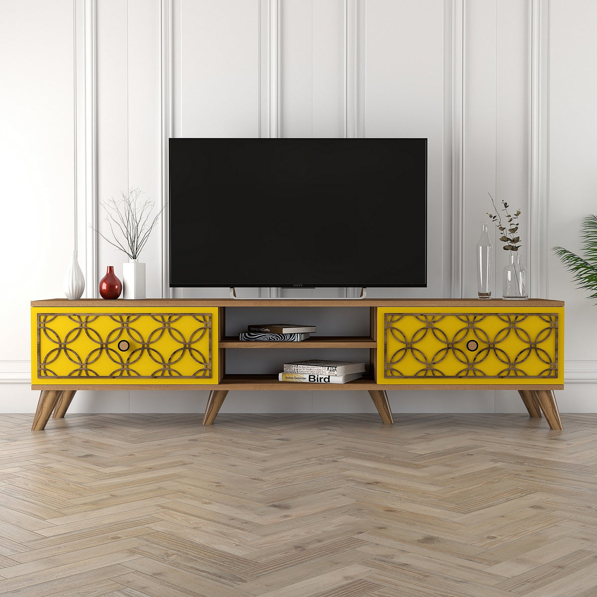 Έπιπλο Τηλεόρασης TV Βάση Σύνθεση Καρυδί Yellow | 845HCT3008