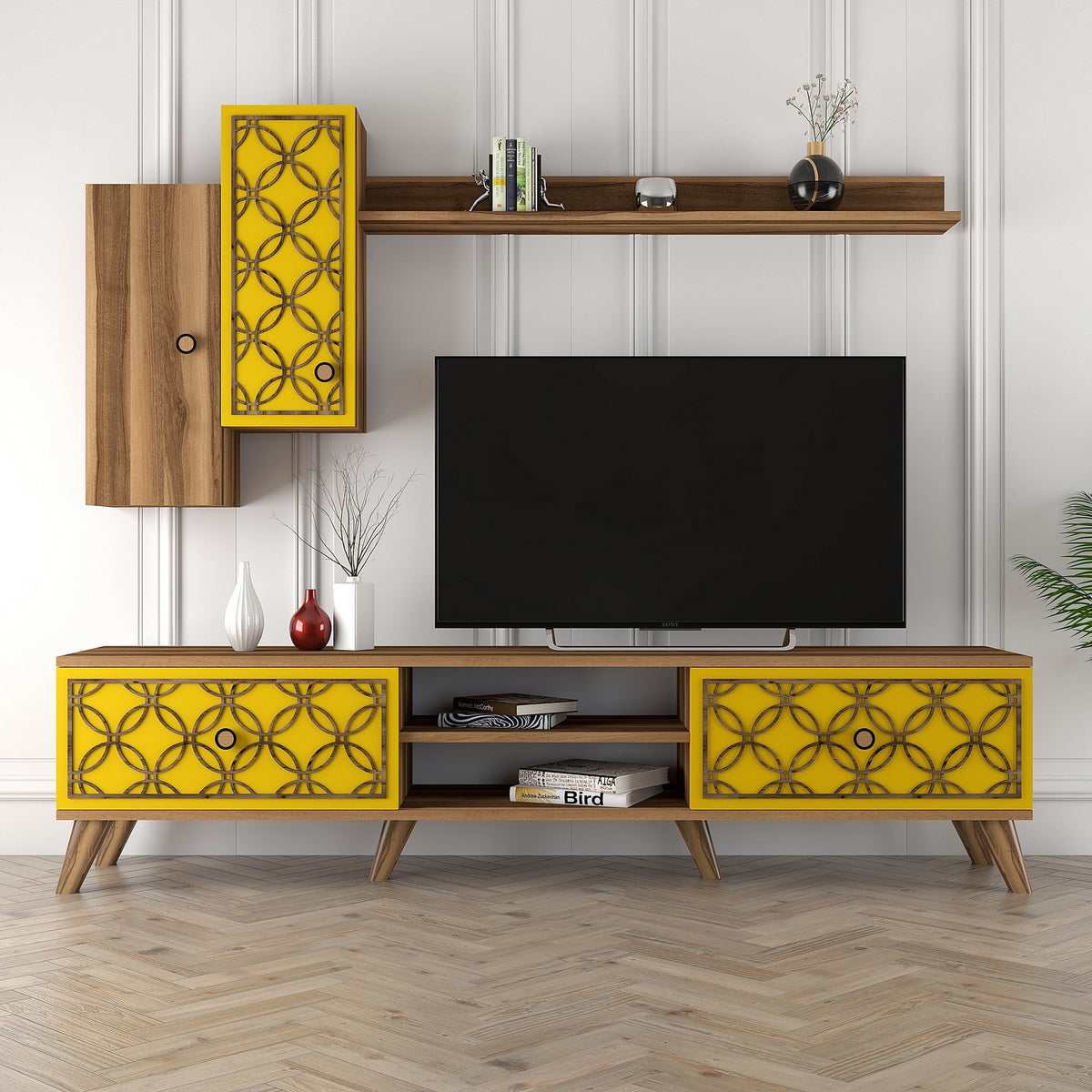 Έπιπλο Τηλεόρασης TV Βάση Σύνθεση Καρυδί Yellow | 845HCT3014