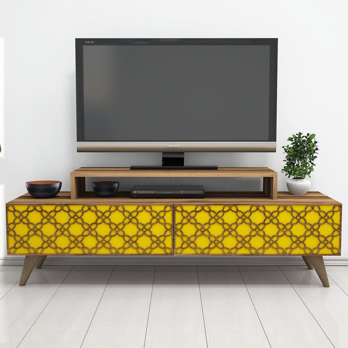 Έπιπλο Τηλεόρασης TV Βάση Σύνθεση Καρυδί Yellow | 845HCT3021