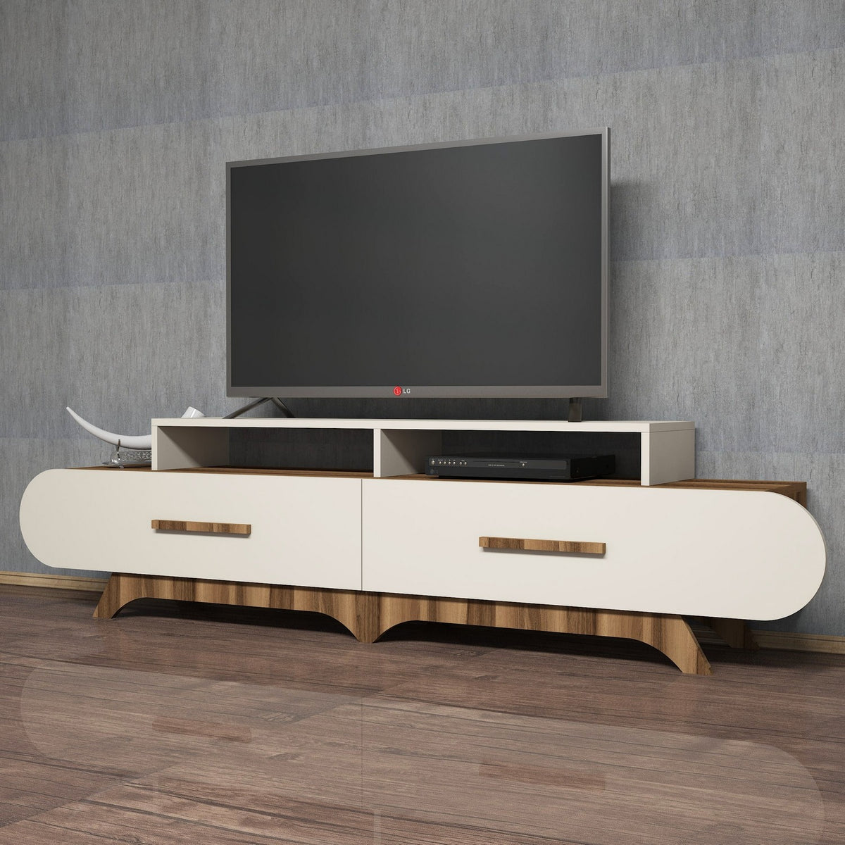 Έπιπλο Τηλεόρασης TV Βάση Σύνθεση Καρυδί Κρεμ | 845HCT3031