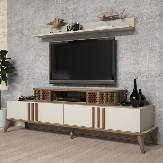 Έπιπλο Τηλεόρασης TV Βάση με έξτρα Ράφι Τοίχου Σύνθεση 168x39x51,5 εκ 4 χρωματισμοί 845HCT3061