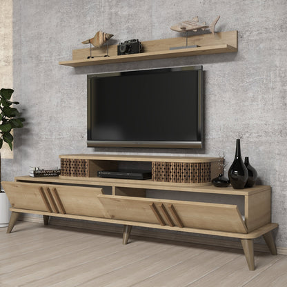 Έπιπλο Τηλεόρασης TV Βάση με έξτρα Ράφι Τοίχου Σύνθεση 168x39x51,5 εκ 4 χρωματισμοί 845HCT3061