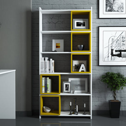 Βιβλιοθήκη 80 × 22 × 170 εκ. Λευκό Κίτρινο GR845HCT3628