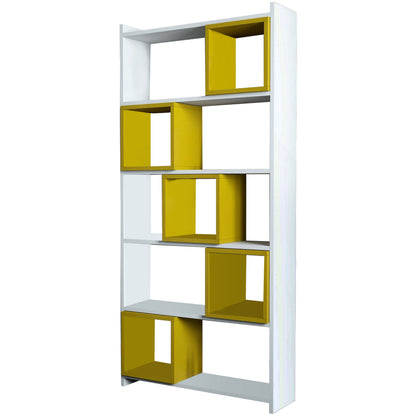 Βιβλιοθήκη 80 × 22 × 170 εκ. Λευκό Κίτρινο GR845HCT3628