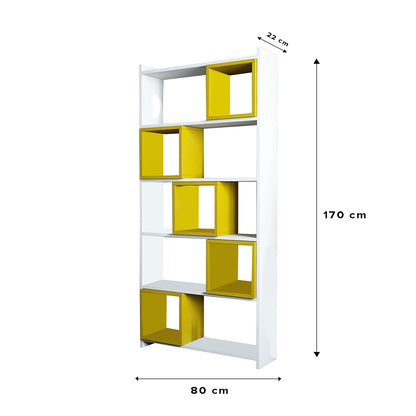 Βιβλιοθήκη 80 × 22 × 170 εκ. Λευκό Κίτρινο GR845HCT3628
