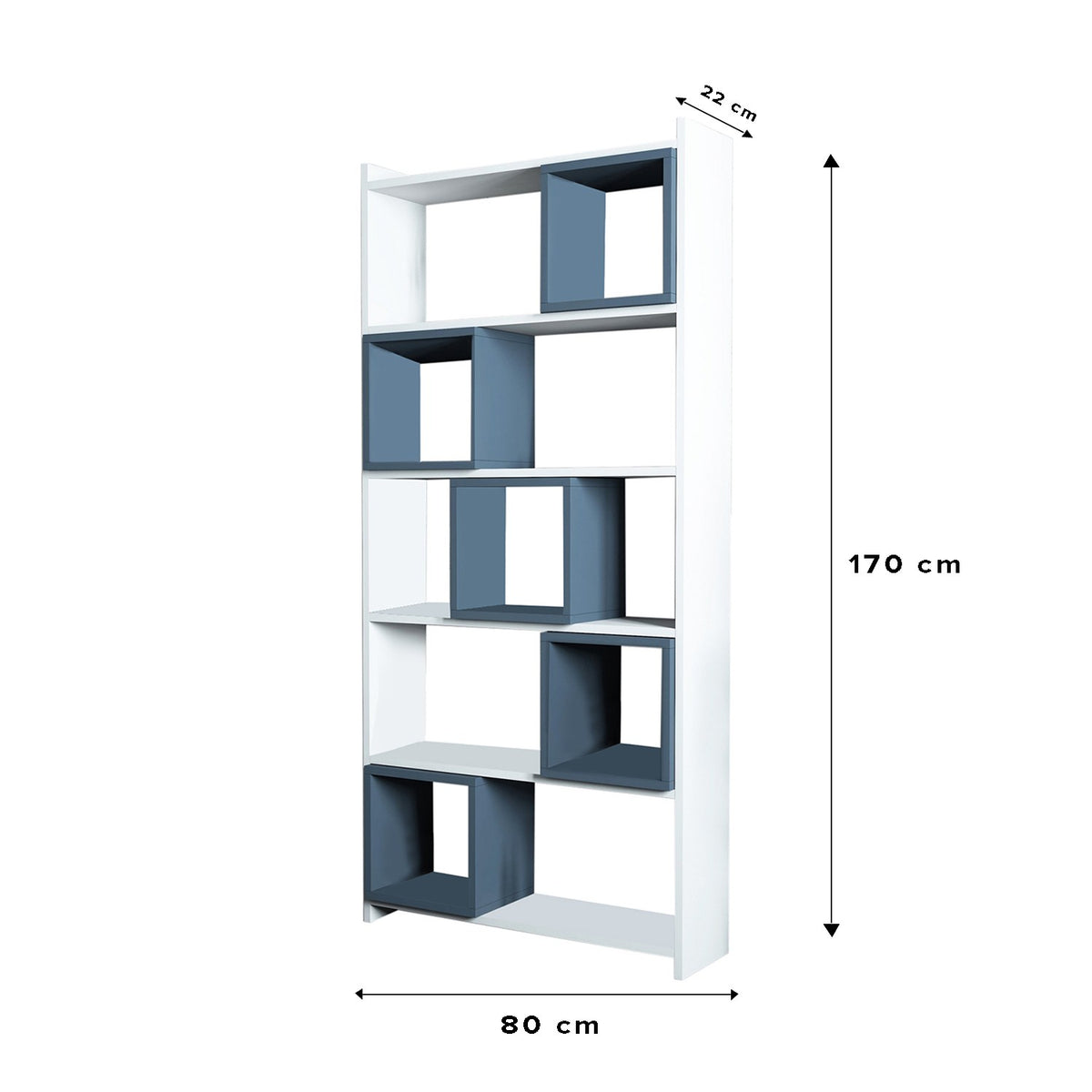 Βιβλιοθήκη 80 × 22 × 170 εκ. Λευκό Μπλε GR845HCT3629