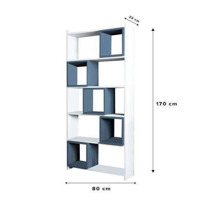 Βιβλιοθήκη 80 × 22 × 170 εκ. Λευκό Μπλε GR845HCT3629