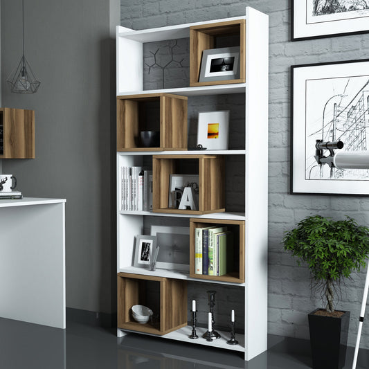 Βιβλιοθήκη 80 × 22 × 170 εκ. Λευκό Καρυδί GR845HCT3630