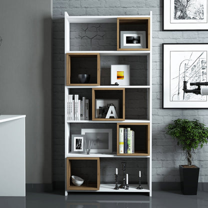 Βιβλιοθήκη 80 × 22 × 170 εκ. Λευκό Καρυδί GR845HCT3630