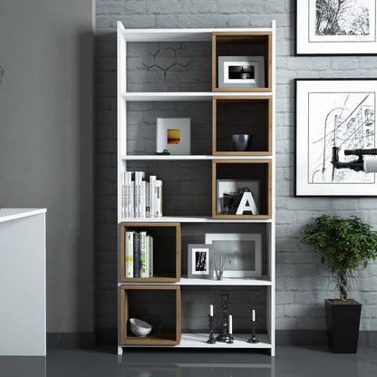 Βιβλιοθήκη 80 × 22 × 170 εκ. Λευκό Καρυδί GR845HCT3630