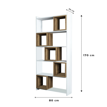 Βιβλιοθήκη 80 × 22 × 170 εκ. Λευκό Καρυδί GR845HCT3630