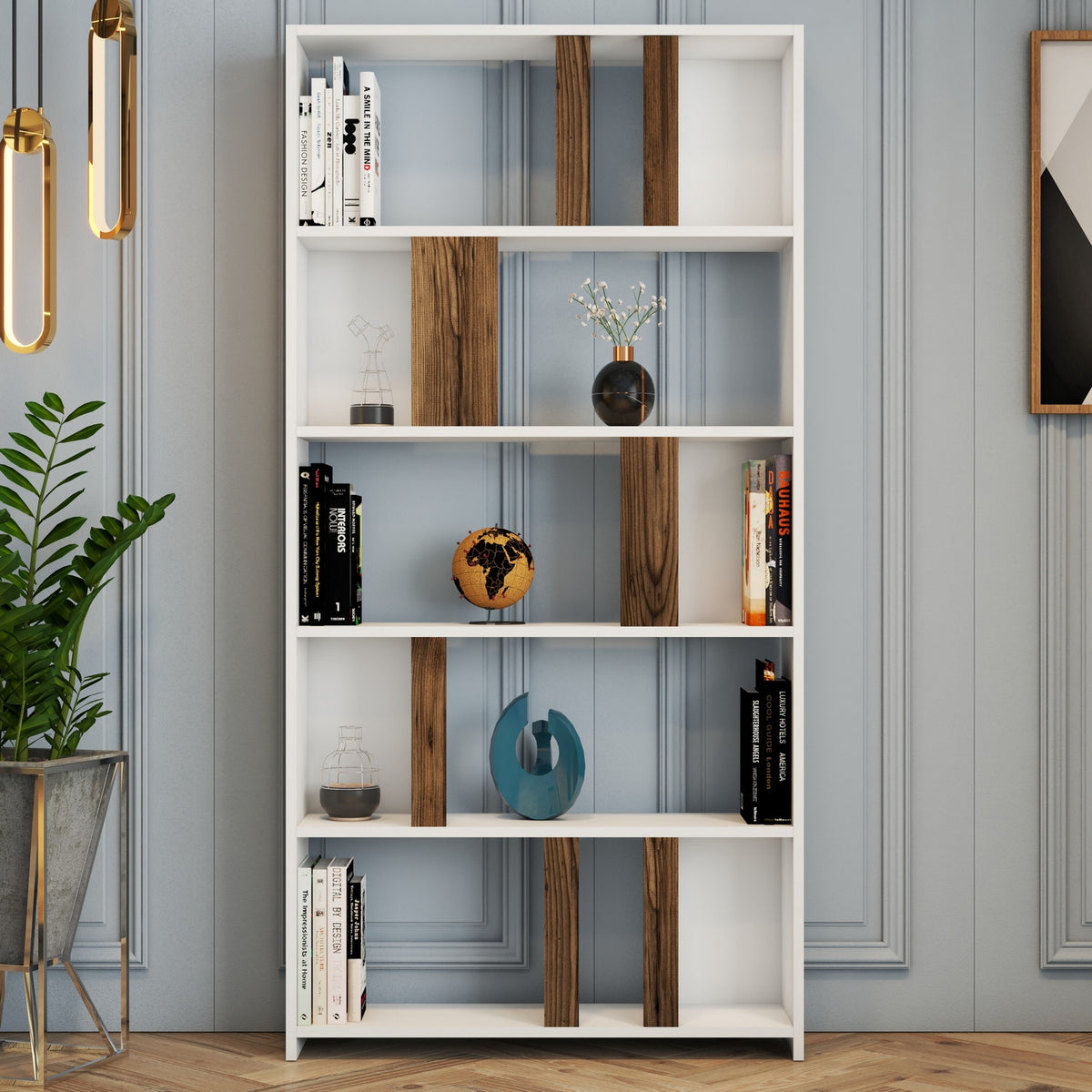 Βιβλιοθήκη 90 × 20 × 180 εκ. Λευκό Καρυδί GR845HCT3637