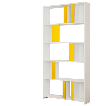 Βιβλιοθήκη 90 × 20 × 180 εκ. Λευκό Κίτρινο GR845HCT3639