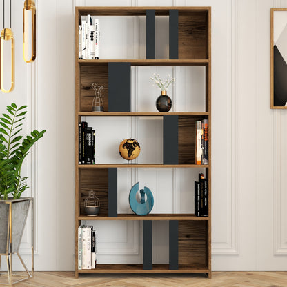 Βιβλιοθήκη 90 × 20 × 180 εκ. Καρυδί Ανθρακί GR845HCT3640
