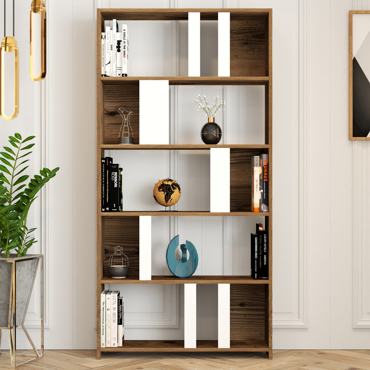 Βιβλιοθήκη 90 × 20 × 180 εκ. Καρυδί Λευκό GR845HCT3642