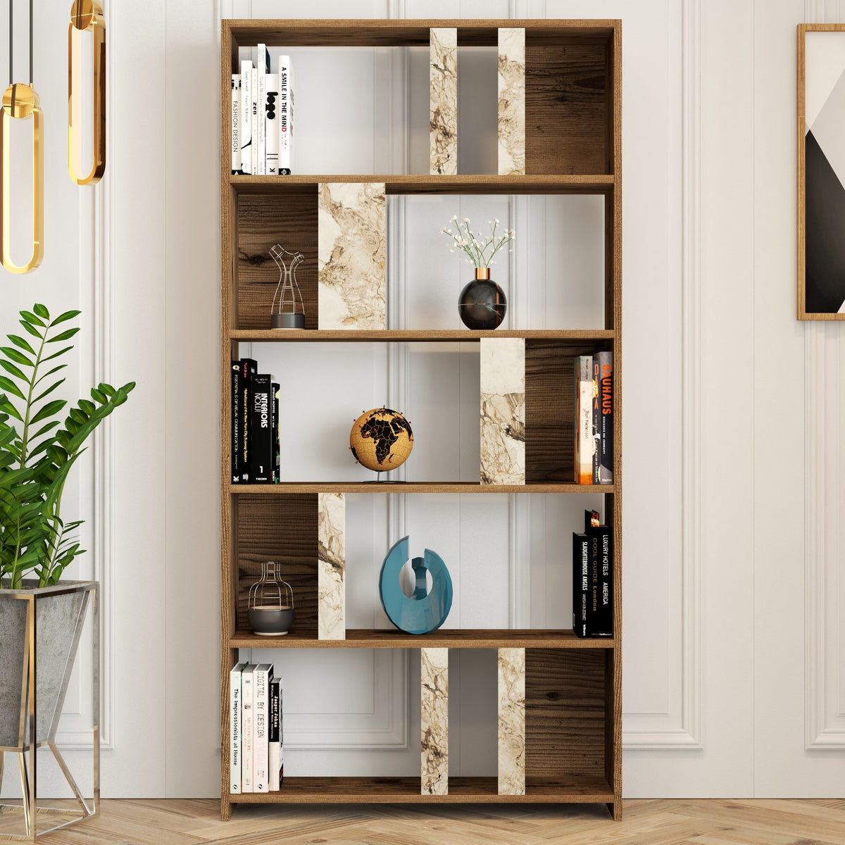 Βιβλιοθήκη 90 × 20 × 180 εκ. Καρυδί Λευκό GR845HCT3644