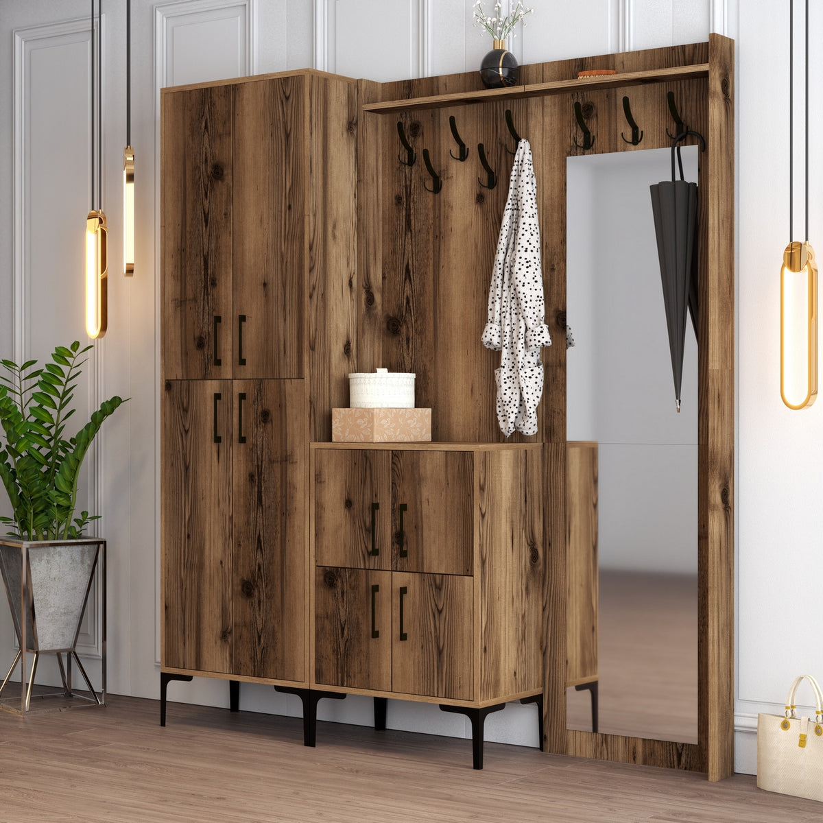 Έπιπλο Εισόδου Βάση για Παλτό με Κρεμάστρα, Ράφια και Αποθηκευτικούς Χώρους | 845HCT4216