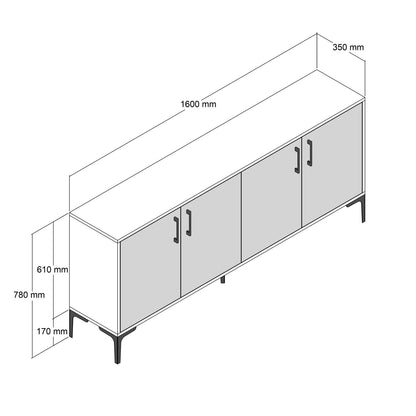 Μπουφές Καρυδί
Ανθρακί 160x35x78cm | 845HCT5322