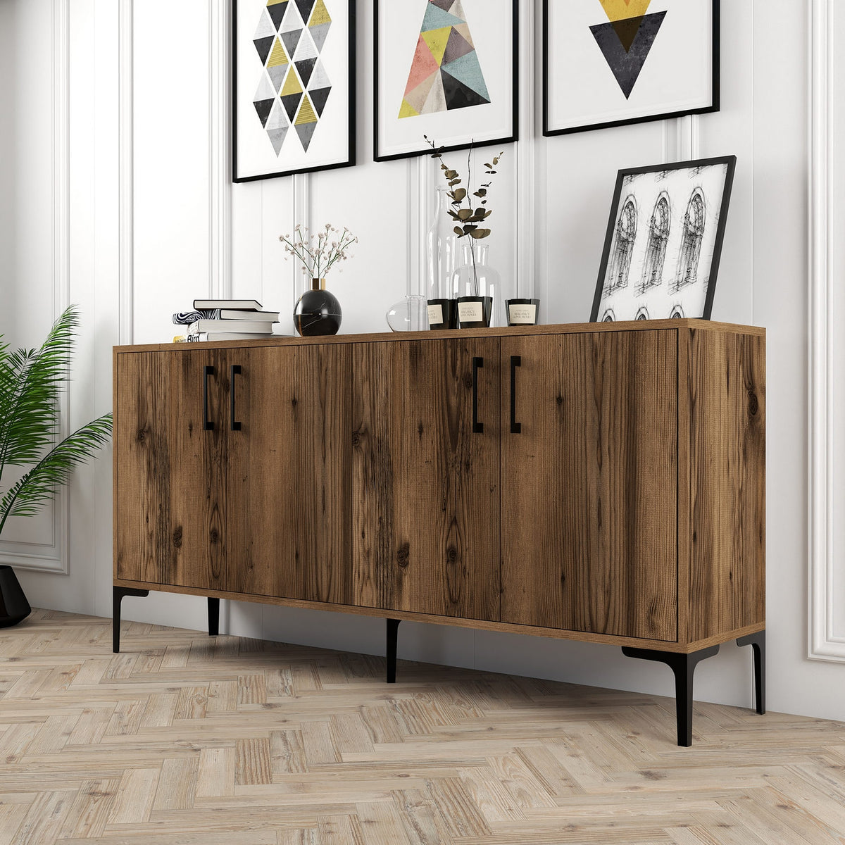 Μπουφές Καρυδί 160x35x78cm | 845HCT5325