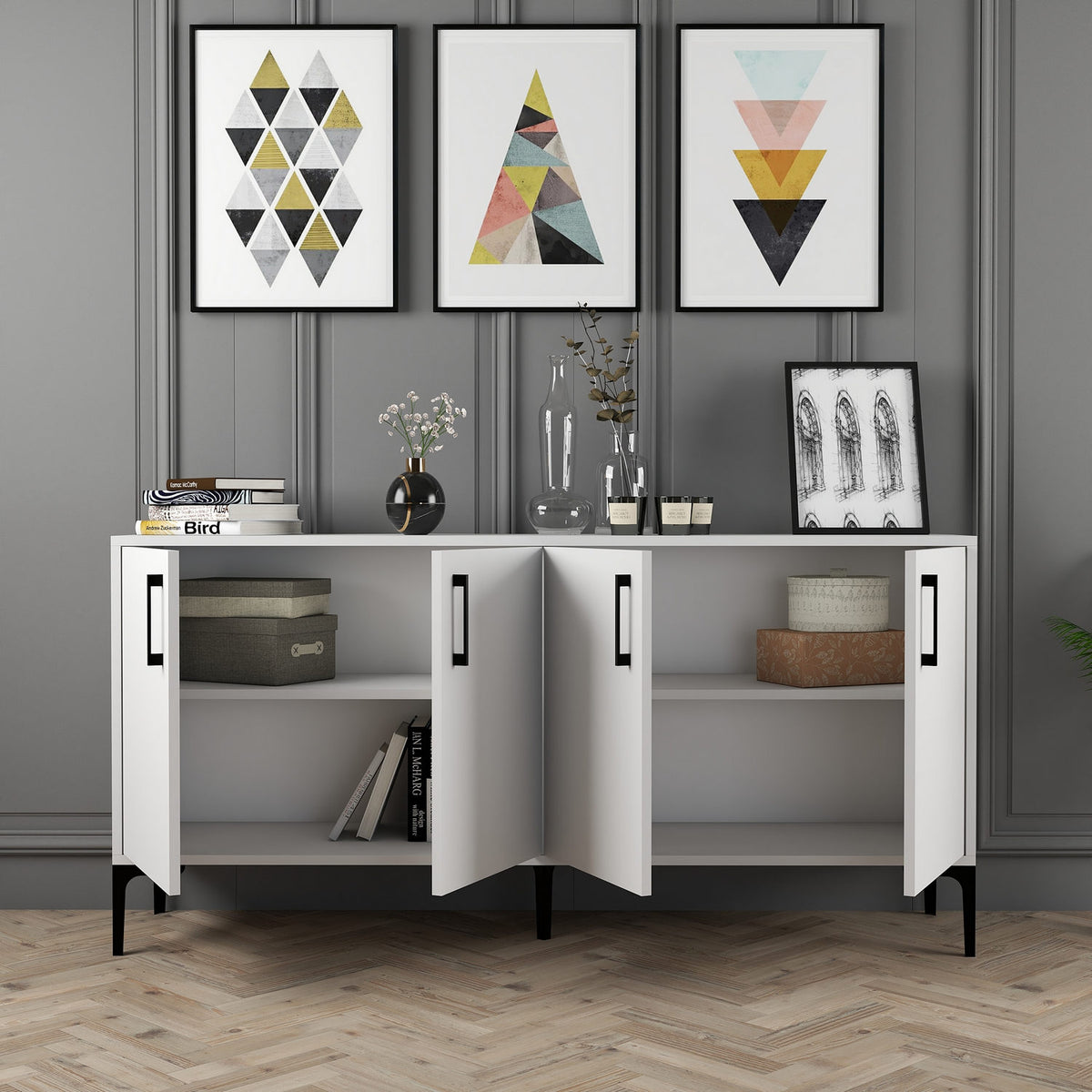 Μπουφές Λευκό 160x35x78cm | 845HCT5328