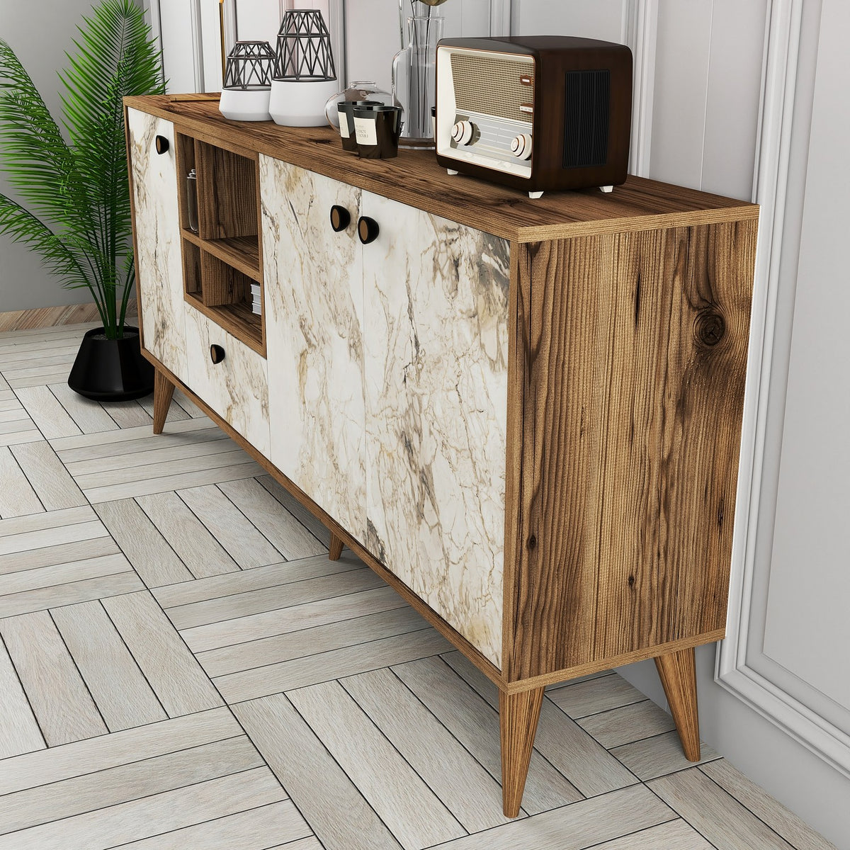 Μπουφές Λευκό Μάρμαρο
Καρυδί 180x35x81cm | 845HCT5340