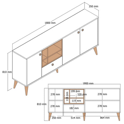 Μπουφές Λευκό Μάρμαρο
Καρυδί 180x35x81cm | 845HCT5340