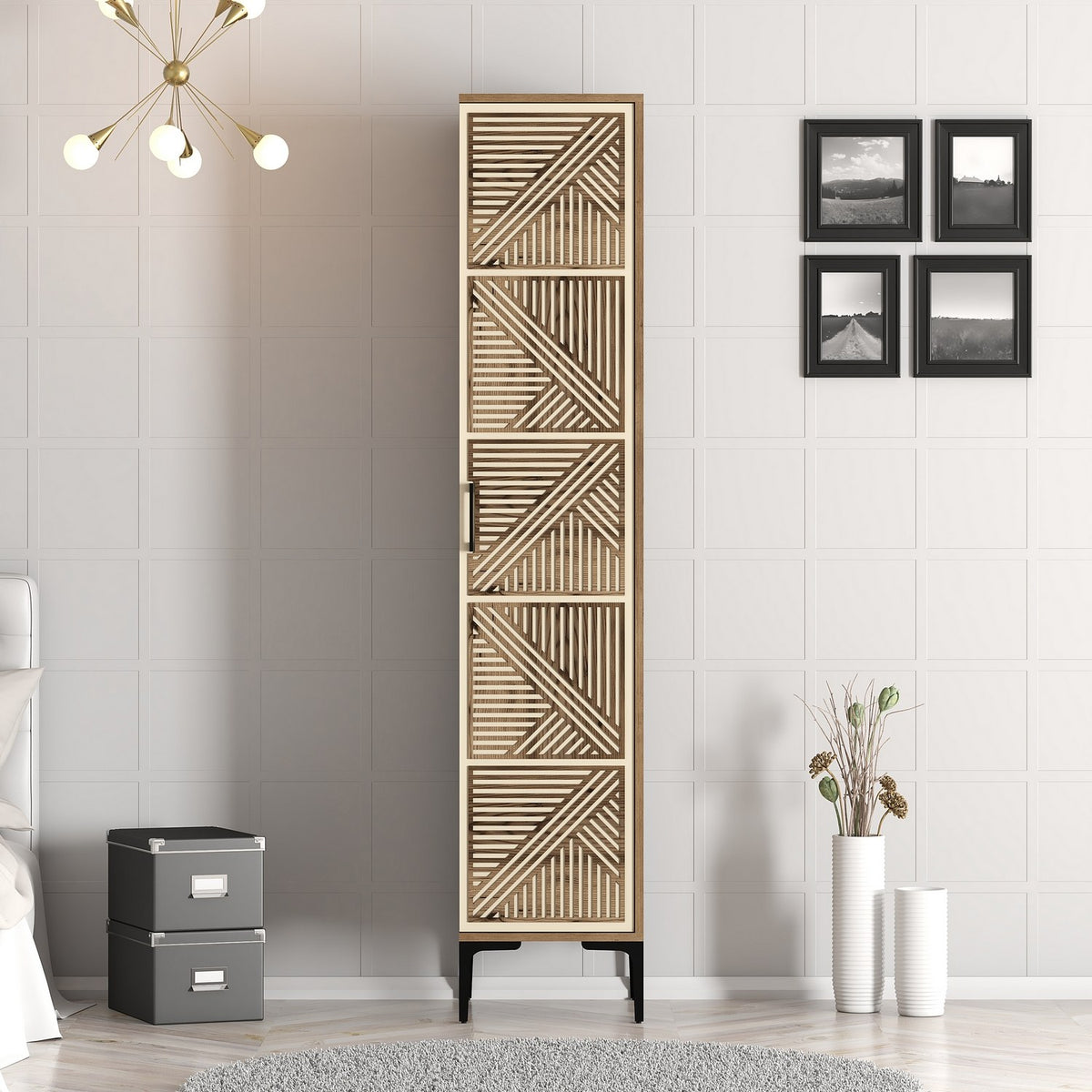 Ντουλάπα 40x201.4x47.5 εκ Walnut Cream 845HCT5401