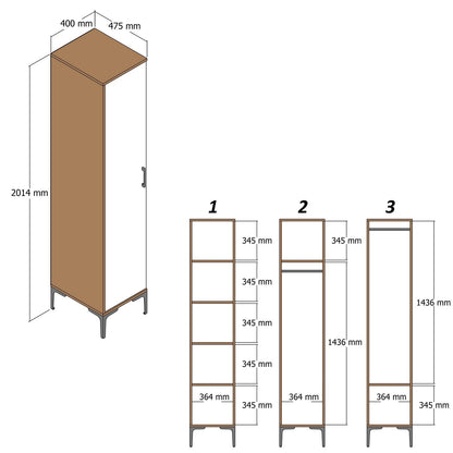 Ντουλάπα 40x201.4x47.5 εκ Walnut Anthracite 845HCT5404