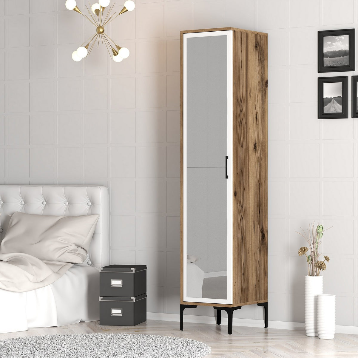Ντουλάπα 40x201.4x47.5 εκ Walnut White 845HCT5405
