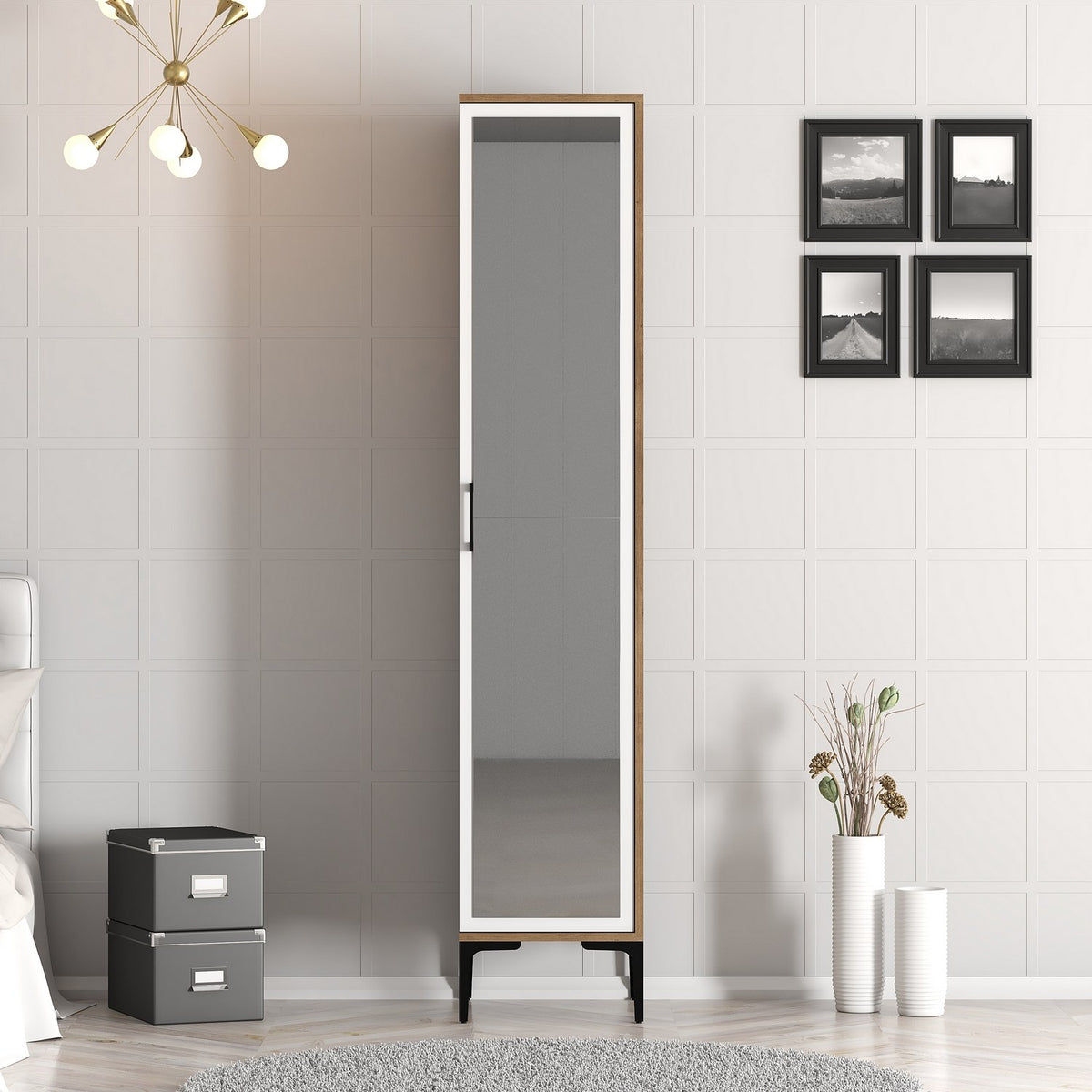 Ντουλάπα 40x201.4x47.5 εκ Walnut White 845HCT5405