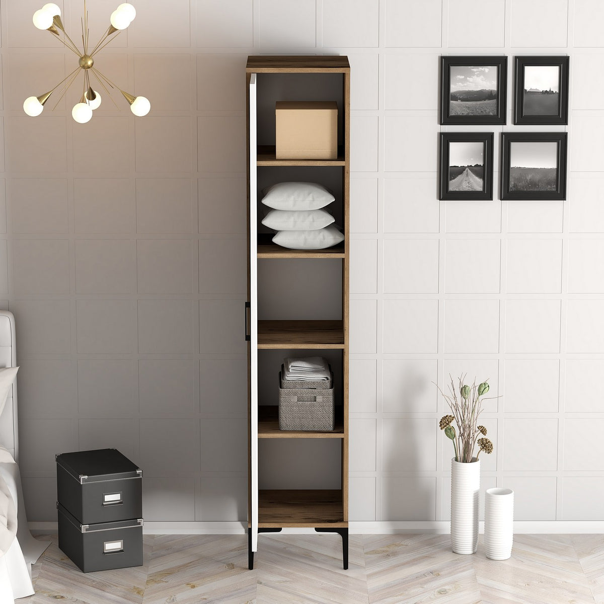 Ντουλάπα 40x201.4x47.5 εκ Walnut White 845HCT5405